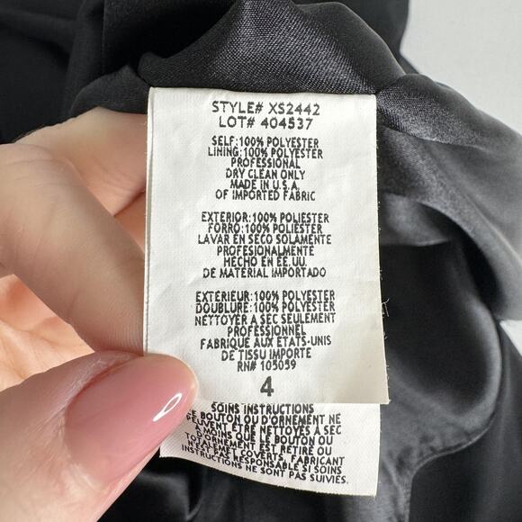 XSCAPE Dress Womens 4 Black One Shoulder Rhinestone Sash Gown Evening Formal - Picture 14 of 14